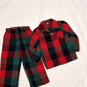 Old Navy Toddler Christmas Plaid Pajama Set - Red and Green 3T